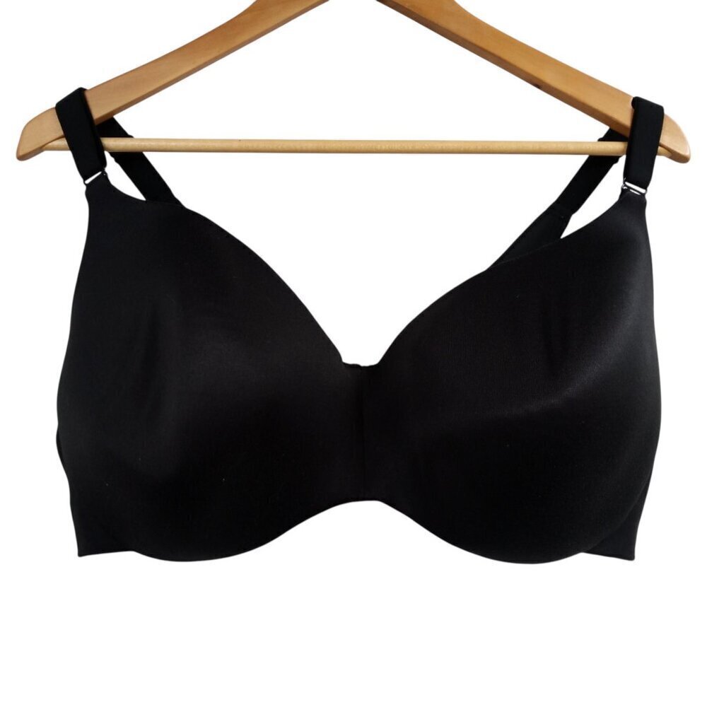 Cacique Backsmoother Lightly Lined Balconette Black Underwire Bra Size 44F